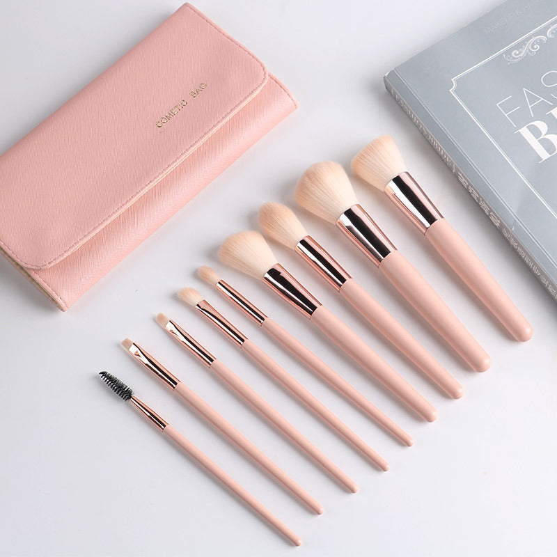 Makeup Brush Set with Wooden Handle and Brush Bag