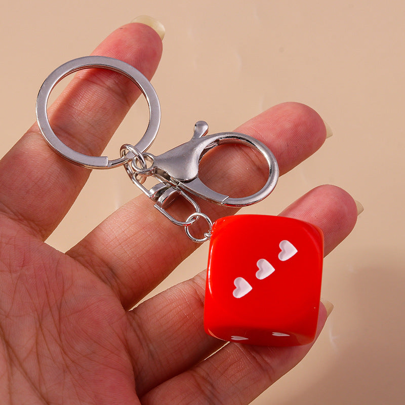 Love Dice Keychain Creative Design Oil Dripping Alloy Handmade Pendant Accessories