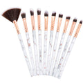 10-Piece Marble Pattern Makeup Brush Set
