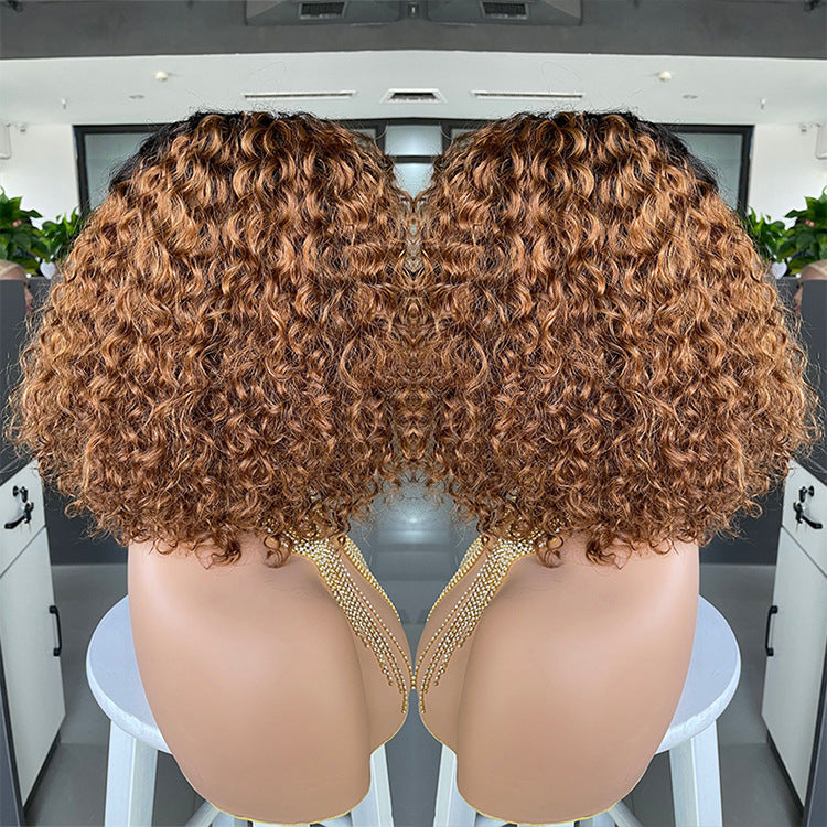 Cross-border E-commerce Exclusively For Ombre Curly Bobo1b30 Human Hair Lace Wig