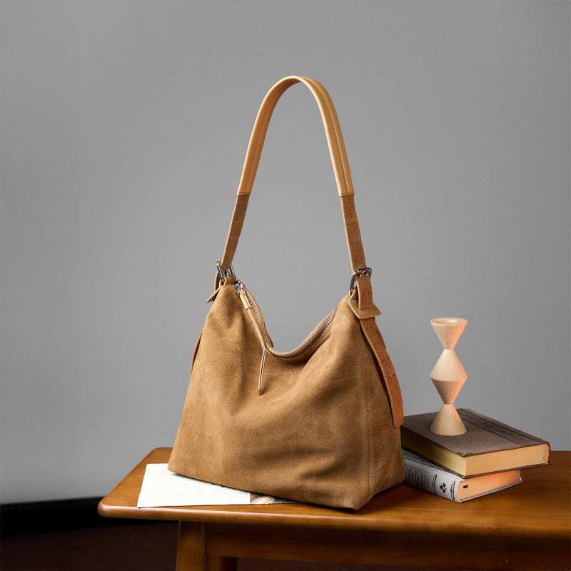High-end Casual Underarm Tote Bag Made From Top-layer Cowhide