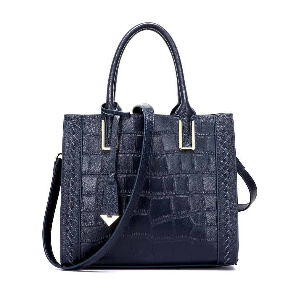 Pattern Woven Leather Tote Handbag for Women