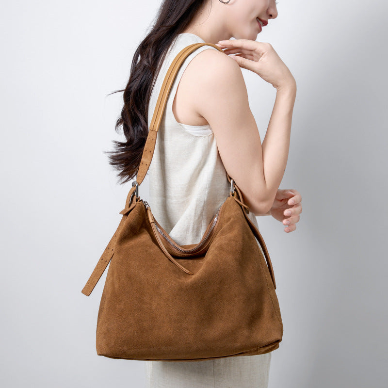 High-end Casual Underarm Tote Bag Made From Top-layer Cowhide