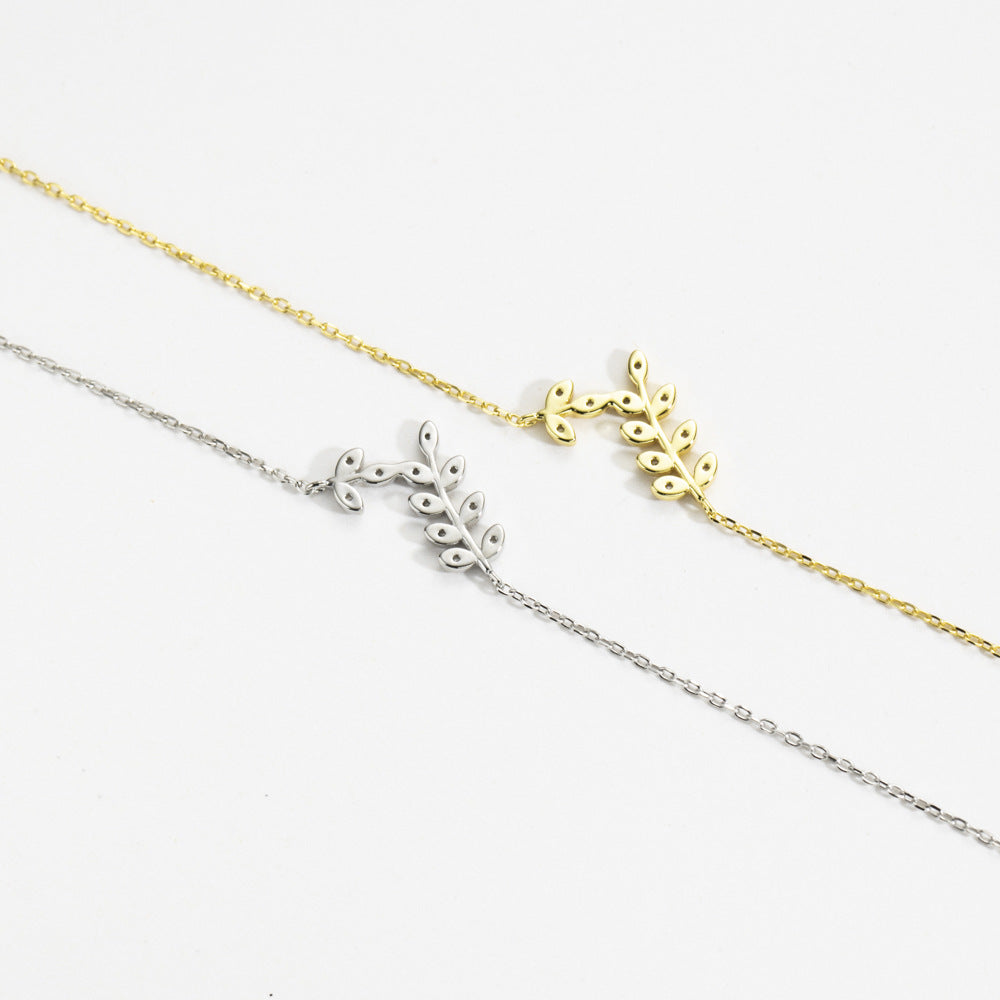 S925 Sterling Silver Leaf Shaped Necklace
