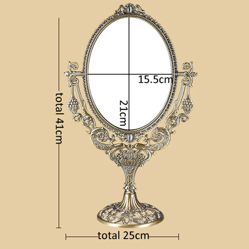 Rustic Double-Sided Makeup Mirror for Desktop Use