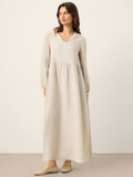 100% Linen Sculpted-Hood Caftan Midi Dress LINETTE
