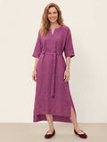 100% Linen Side Tie Cocoon Midi Dress SOLENE