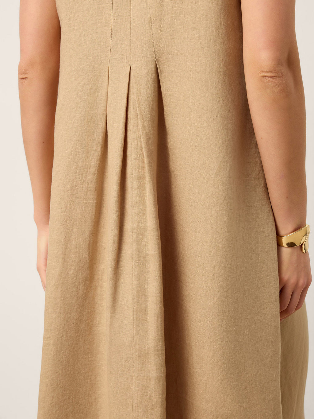 100% Linen Sleeveless Tie-Neck Pintucked Maxi Dress MILLICENT