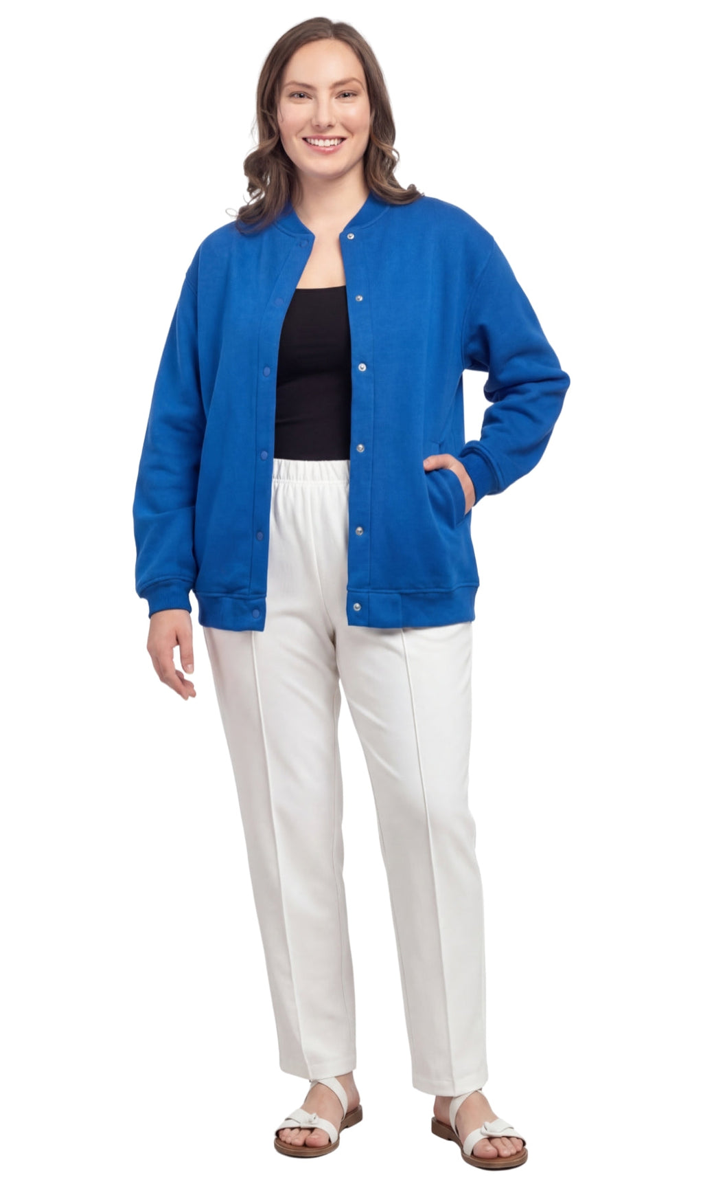 Womens Snap Up Jacket - Soft, Fleecy Lining for Three-Season Comfort