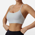 Womens Solid-Colored Versatile Thin-Strap Shock-Absorbing Quick-Drying Yoga Tank Top