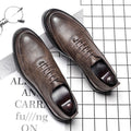 Round toe lace-up patent leather shoes