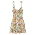 Women Sexy Backless Hip Women Floral Tie Neck Dress