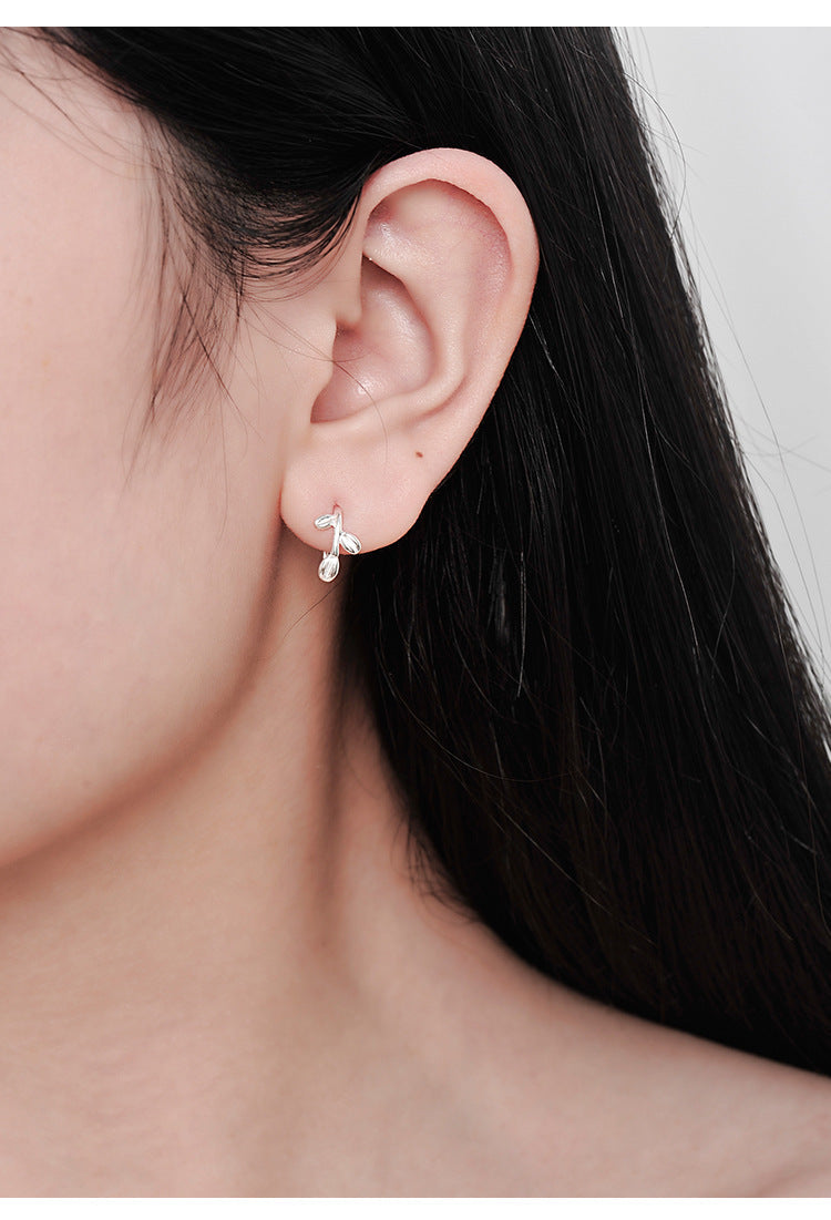 S925 Silver Leaf Stud Earrings