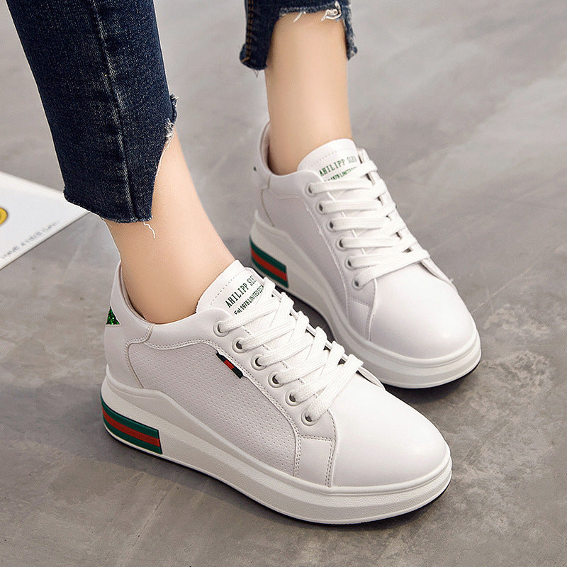 Elevated Sneakers, Versatile Lace-Up White Shoes
