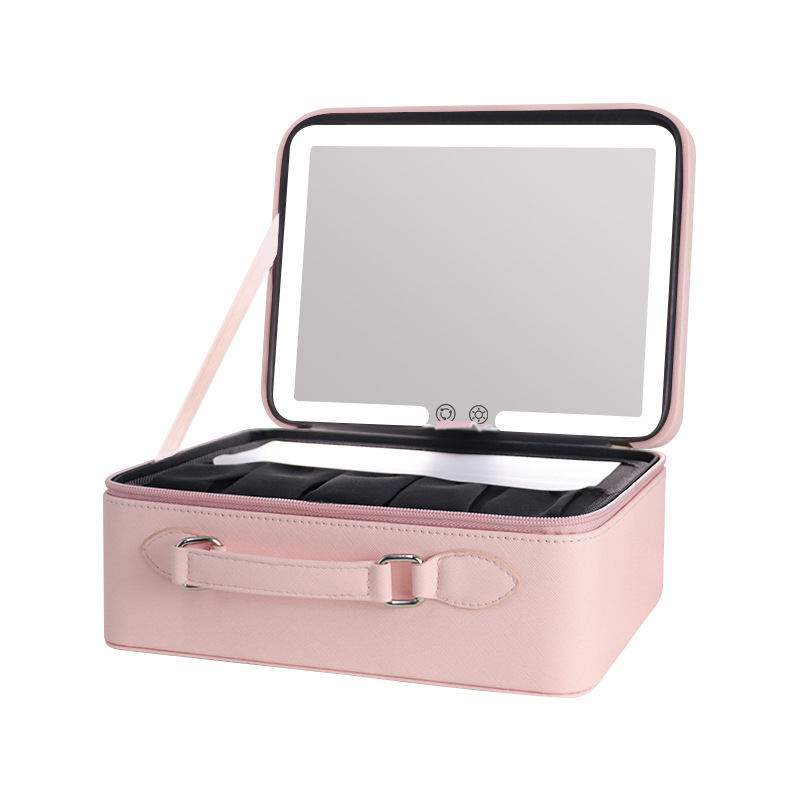 Portable LED Makeup Mirror with Storage for Girls