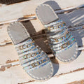 New Hemp Rope Thick Bottom Women's Large Size Straw Sandals With Rhinestones