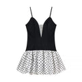 Women Clothing Sexy Polka Dot Stitching Strap Short Dress