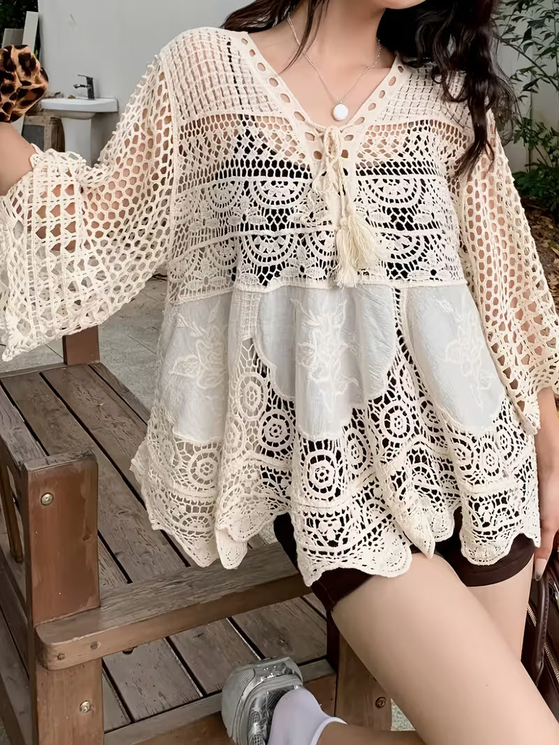 Women Summer Vacation V Neck Top