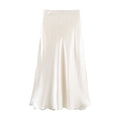Satin Acetate Lace Patchwork Slit Skirt Long Skirt