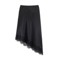 Women Clothing Spring Sexy Satin Acetate Lace Stitching Irregular Asymmetric Skirt