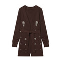 Women Autumn Winter Jewelry Bead Knitted Cardigan