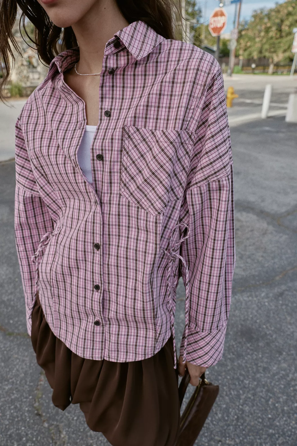 Women Clothing Idle Multiple Wear Plaid Shirt