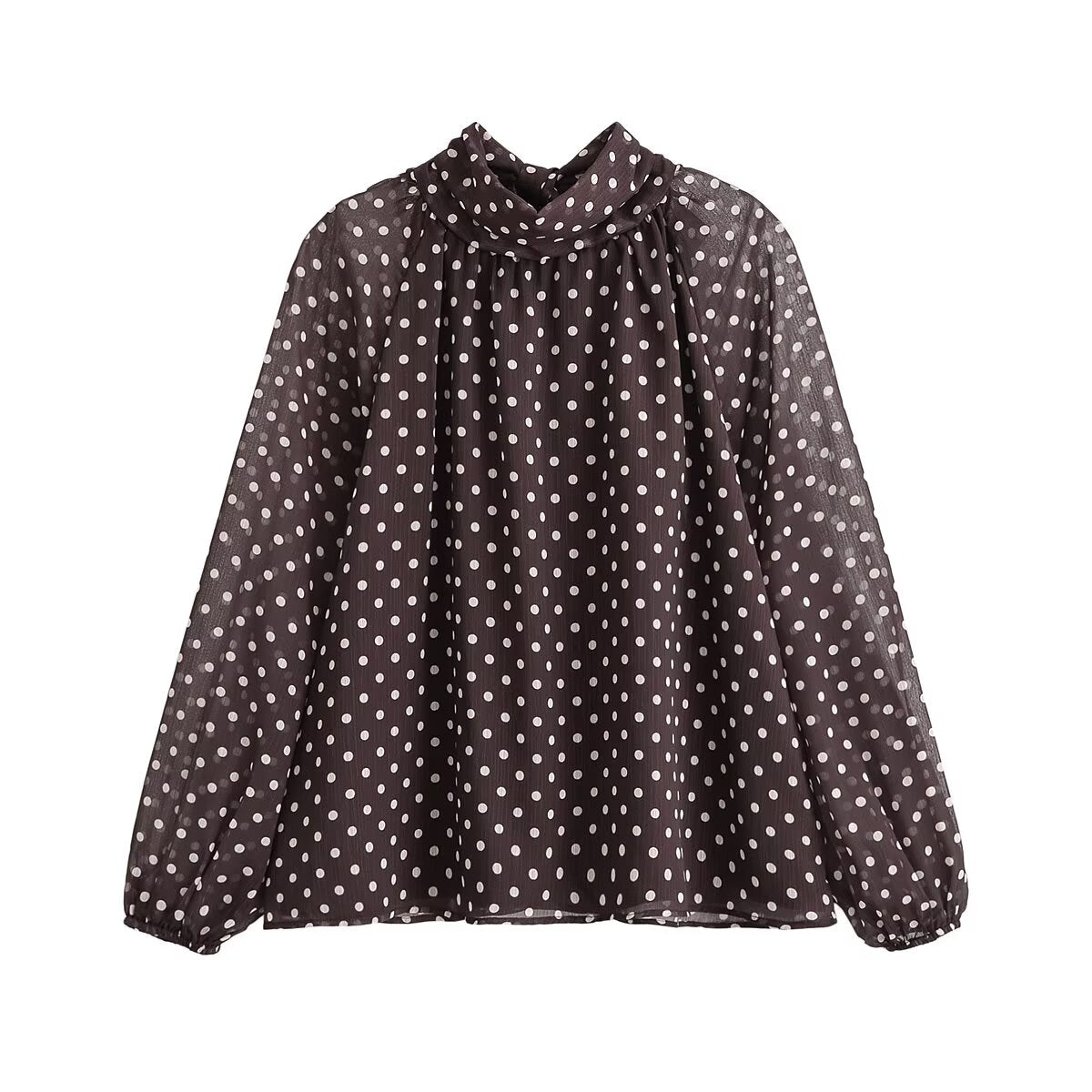 Autumn Bowknot Decoration Polka Dot Printed Shirt