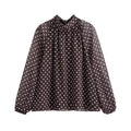 Autumn Bowknot Decoration Polka Dot Printed Shirt
