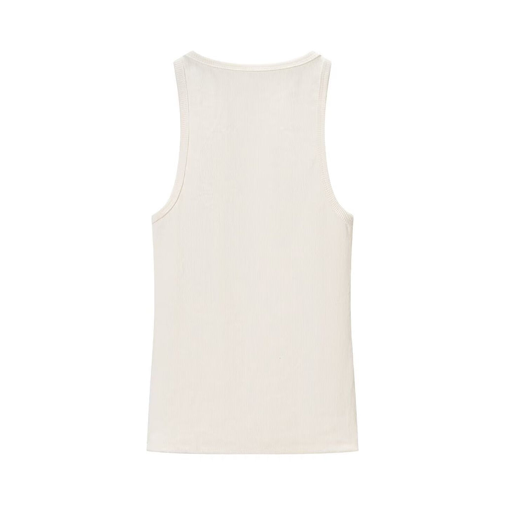 Spring Women Clothing Sexy Sexy round Neck Sleeveless Rib Sling Top