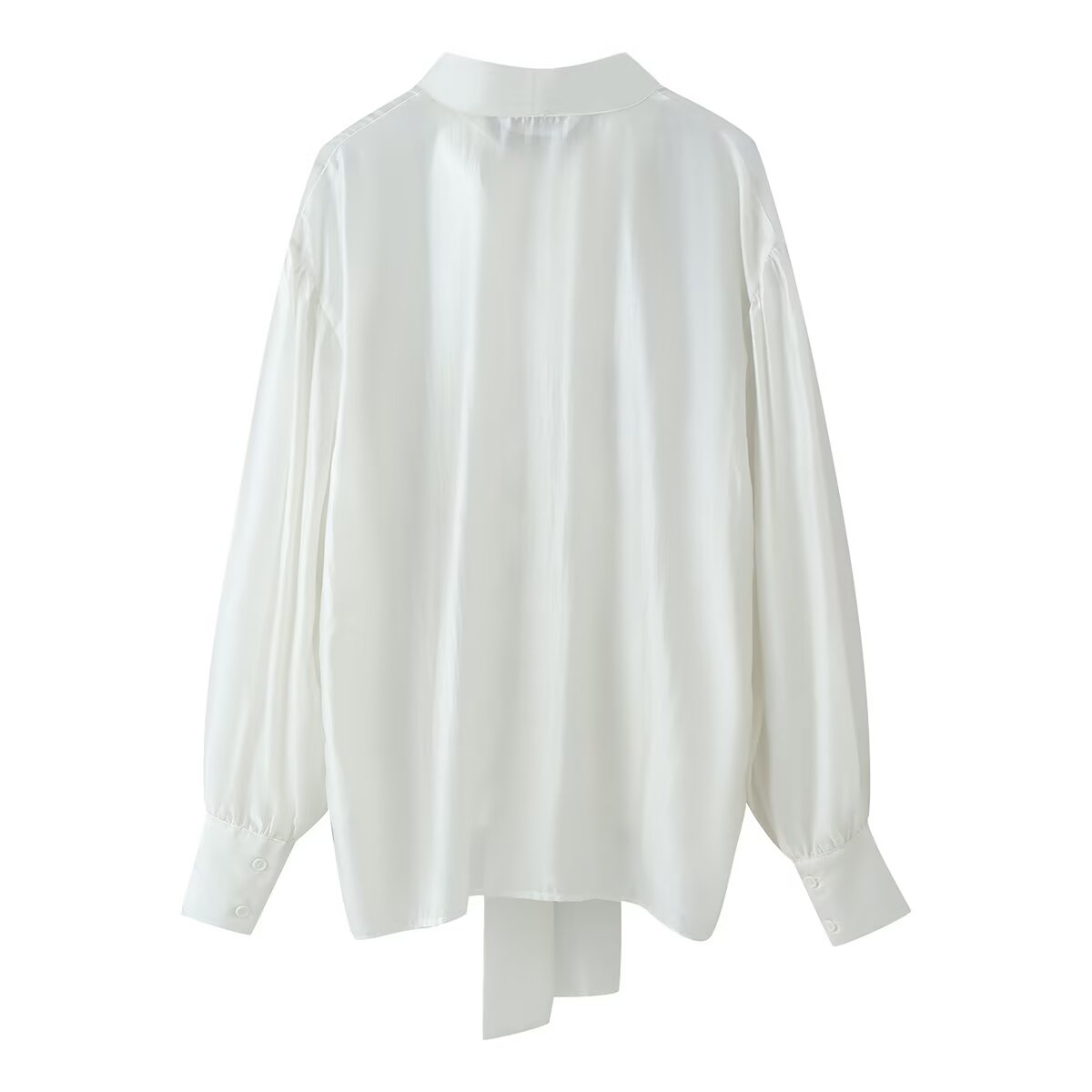 Women Clothing Sweet V neck Long Sleeve Bowknot Straight Hem Shirt