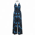 Bohemian Halter Jumpsuit Women Summer Printed High Waist Wide Leg Pants Seaside Vacation Jumpsuit