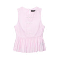 Women round Neck Sleeveless Faux Bends Hitches Ornament A line Short Skirt Hem Top