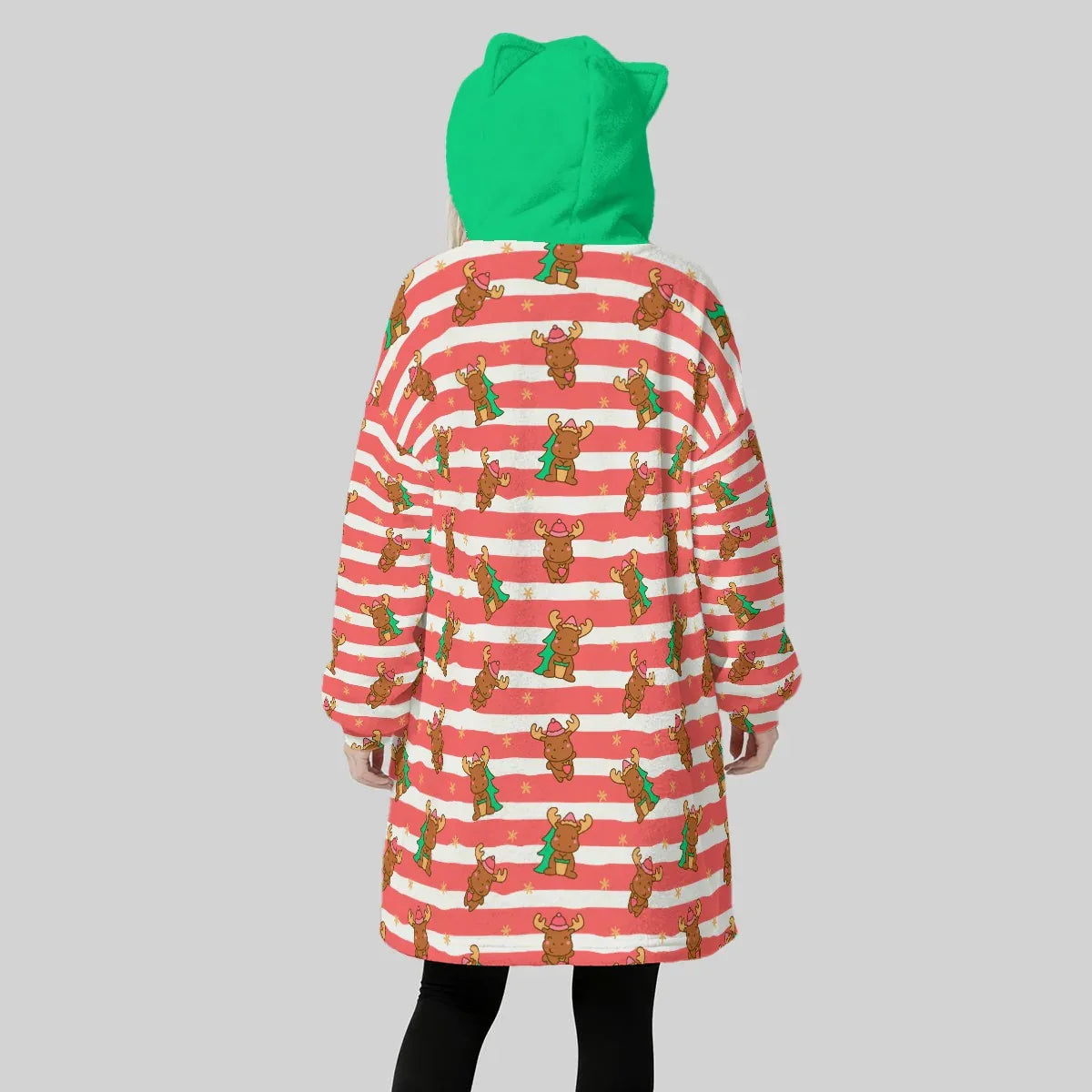 Merry Moose Ears Hoodie Blanket
