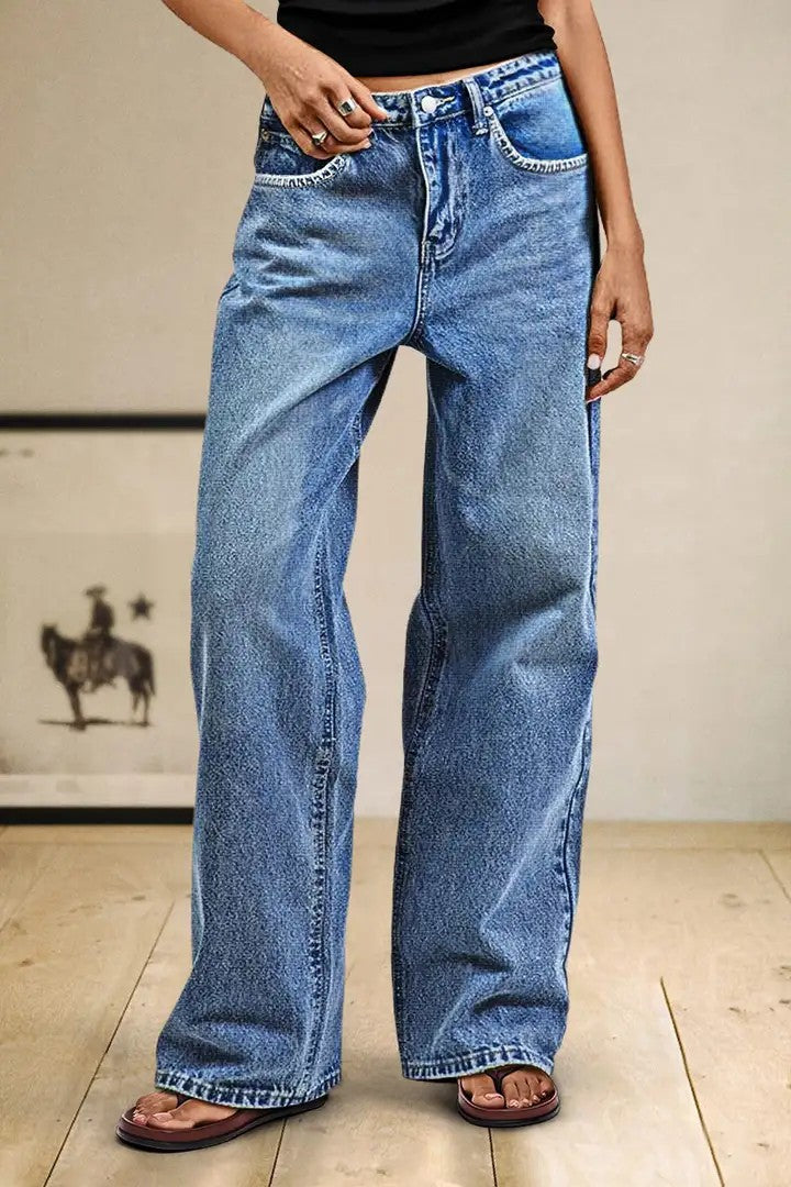 Women Jeans Casual Loose Wide Leg Straight Long Pants Women Clothing