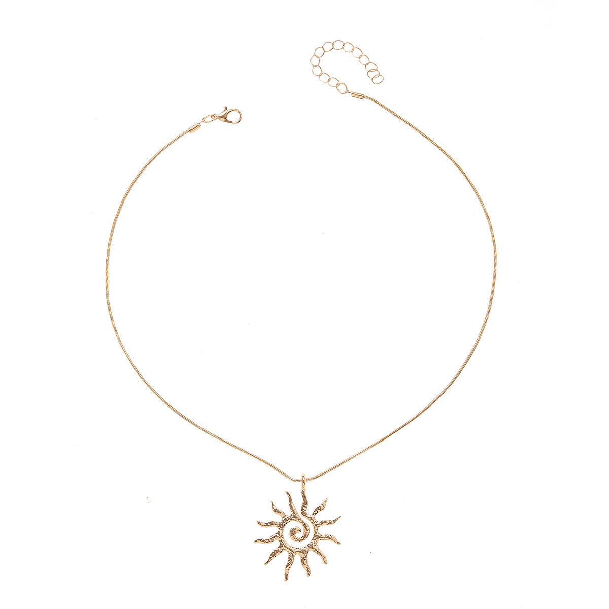 Gold Sun Necklace Hollow Pendant Earrings