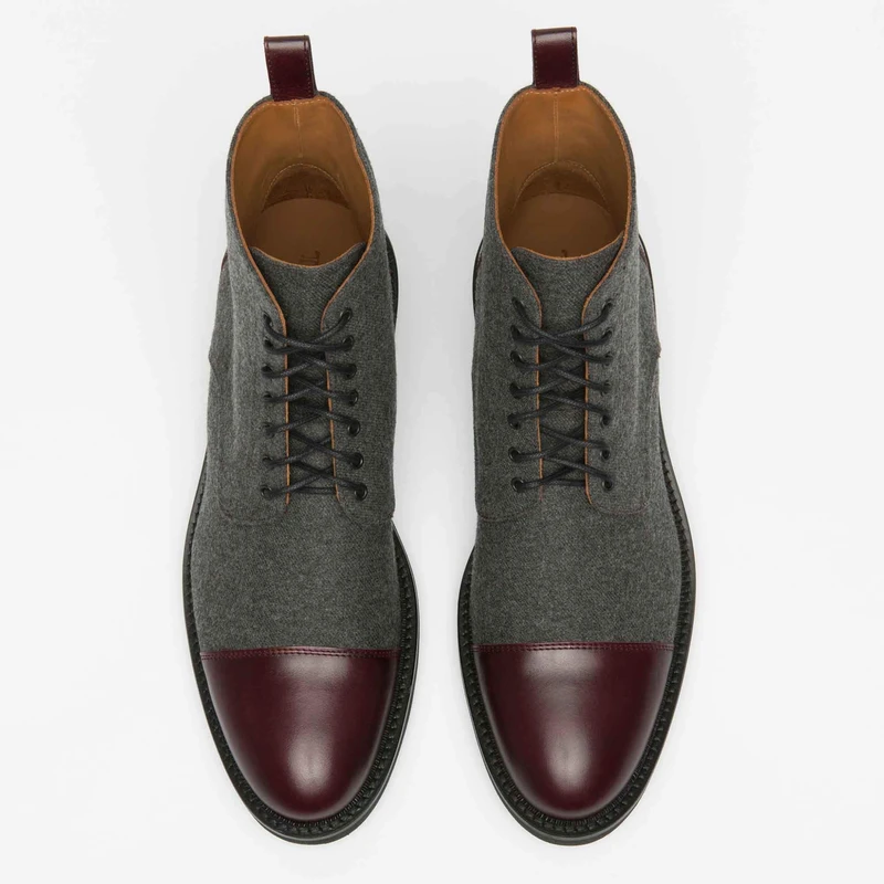 Round Toe Lace-up Low Boots