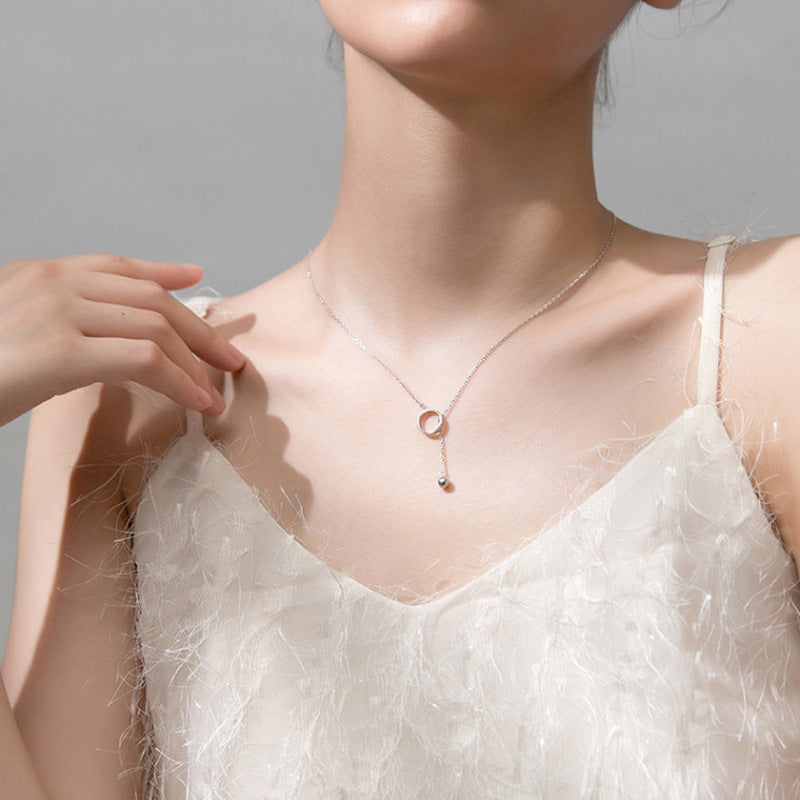 S925 Silver Circle Tassel Necklace