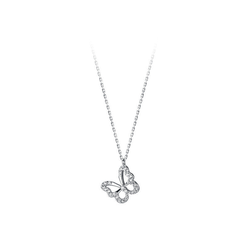S925 Silver Diamond Butterfly Forest Necklace