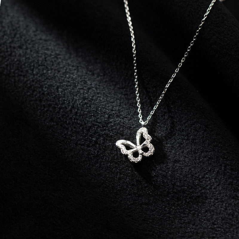 S925 Silver Diamond Butterfly Forest Necklace