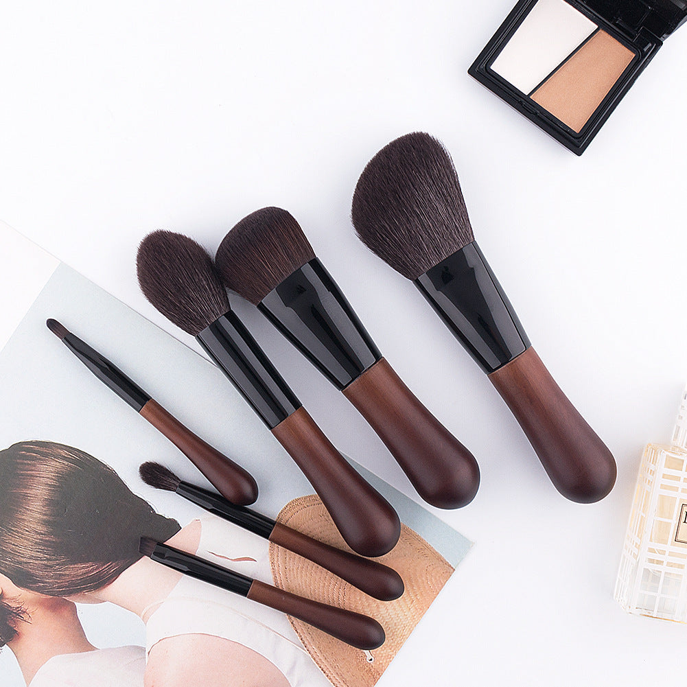 6-Piece Portable Animal Hair Makeup Brush Set