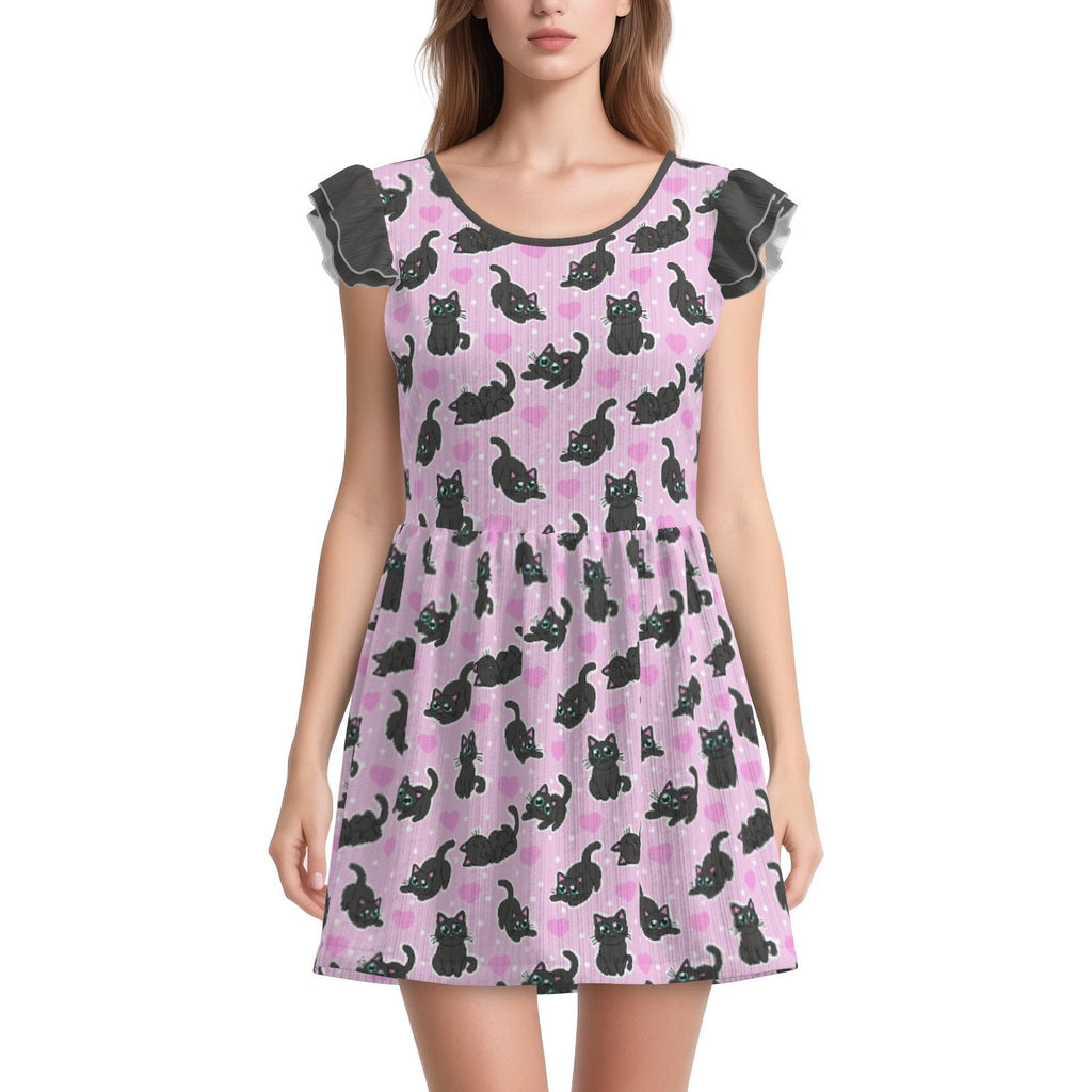 Midnight Meow Playsuit CuddleDress | Built-In Brief & Snap Closure