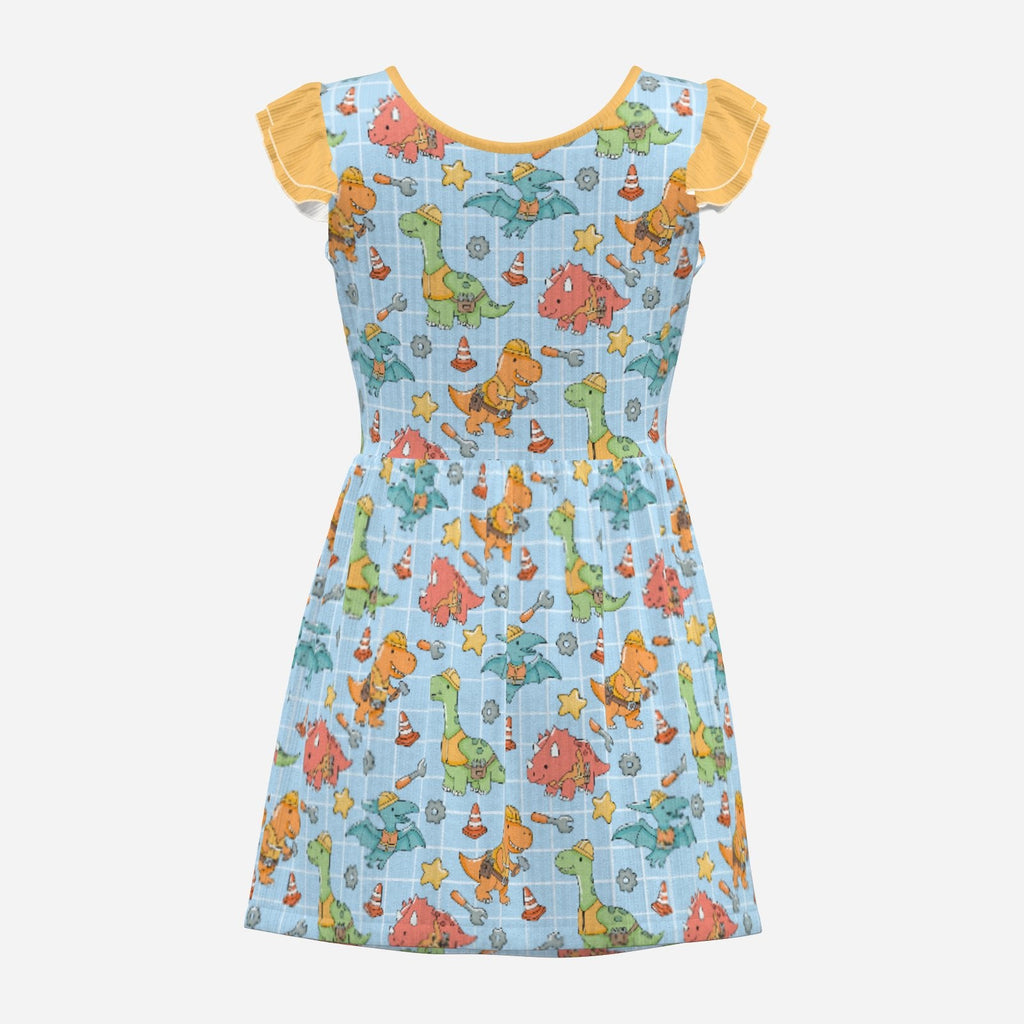 Tiny Dino Builders Playsuit CuddleDress | Built-In Brief & Snap Closure