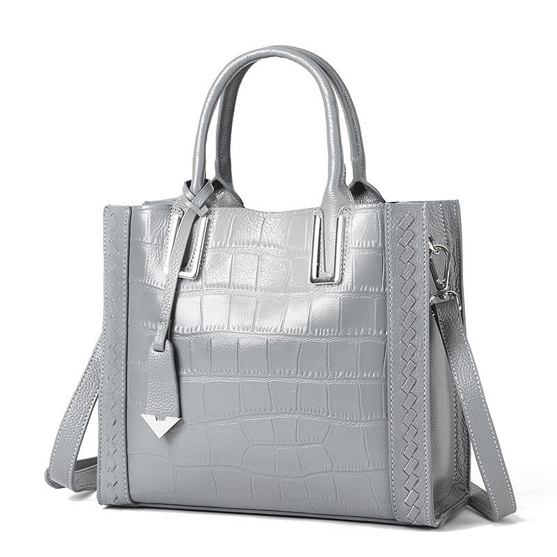 Pattern Woven Leather Tote Handbag for Women