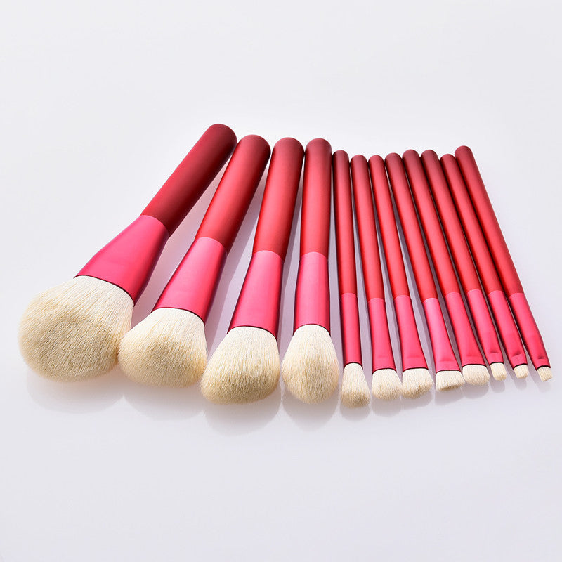 12-Piece Ruby Red Makeup Brush Set
