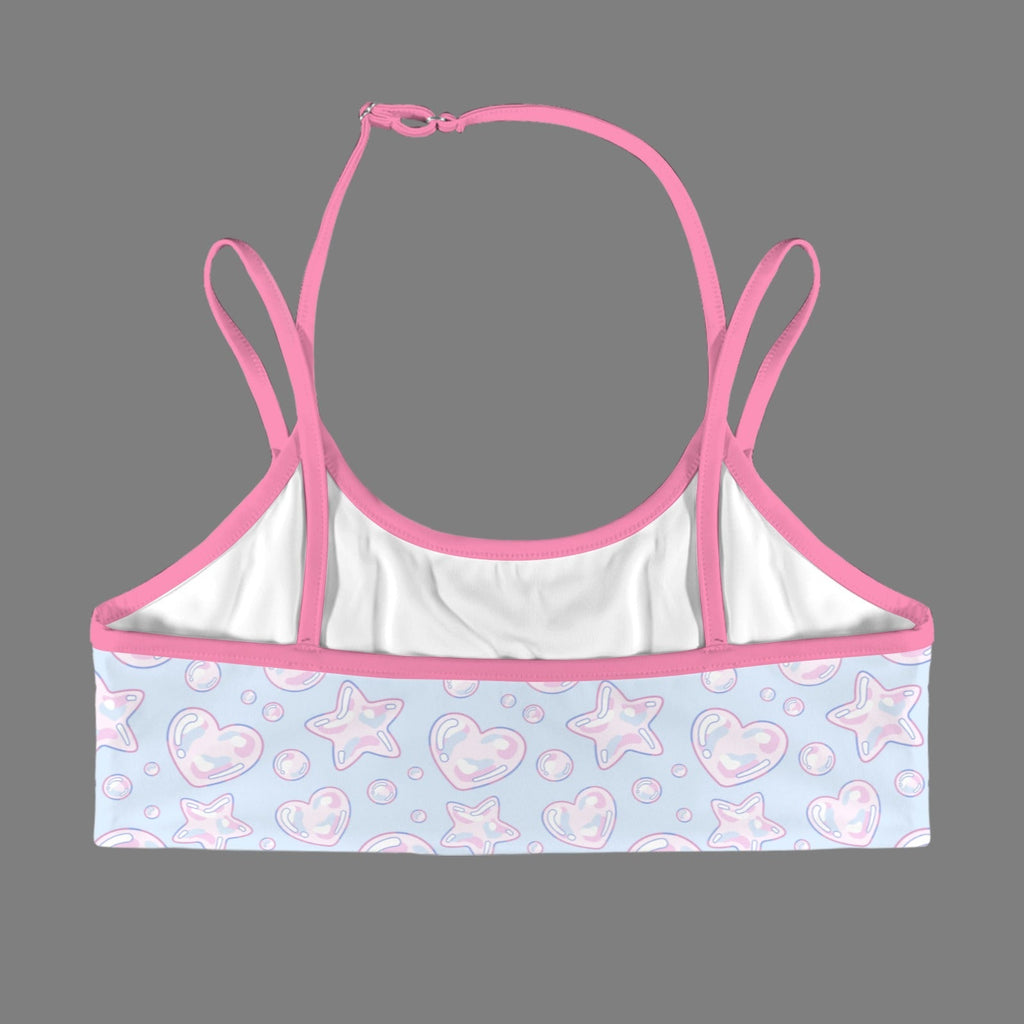 Kawaii Bubbles Double Strap Sports Bra