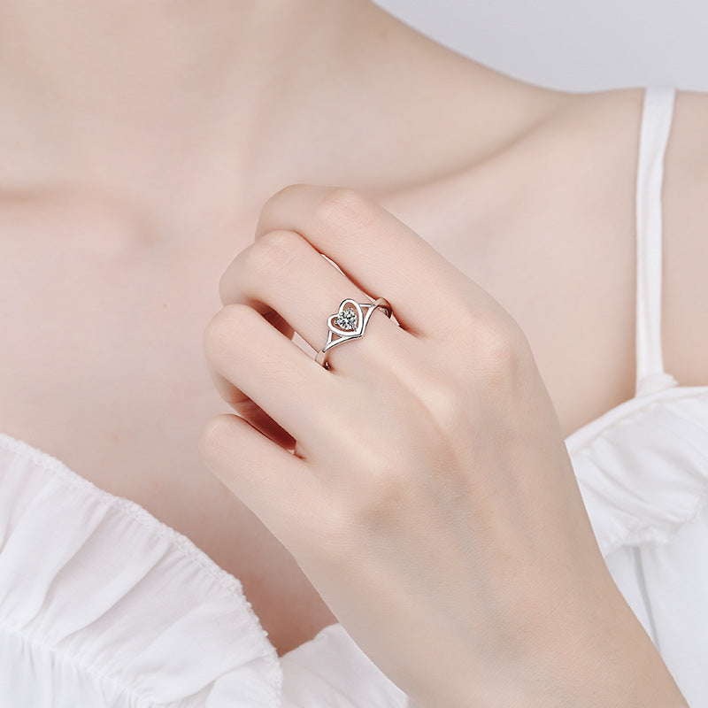 S925 Silver Ring Female Moissanite