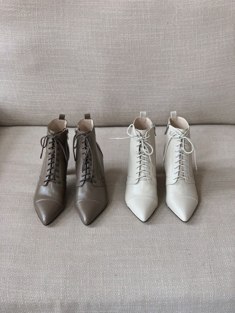 Lace-up Handsome High-heeled Martin Short Boots