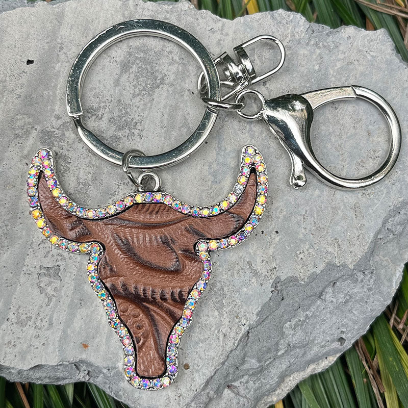Retro Embossing Western Style Handbag Pendant Keychain