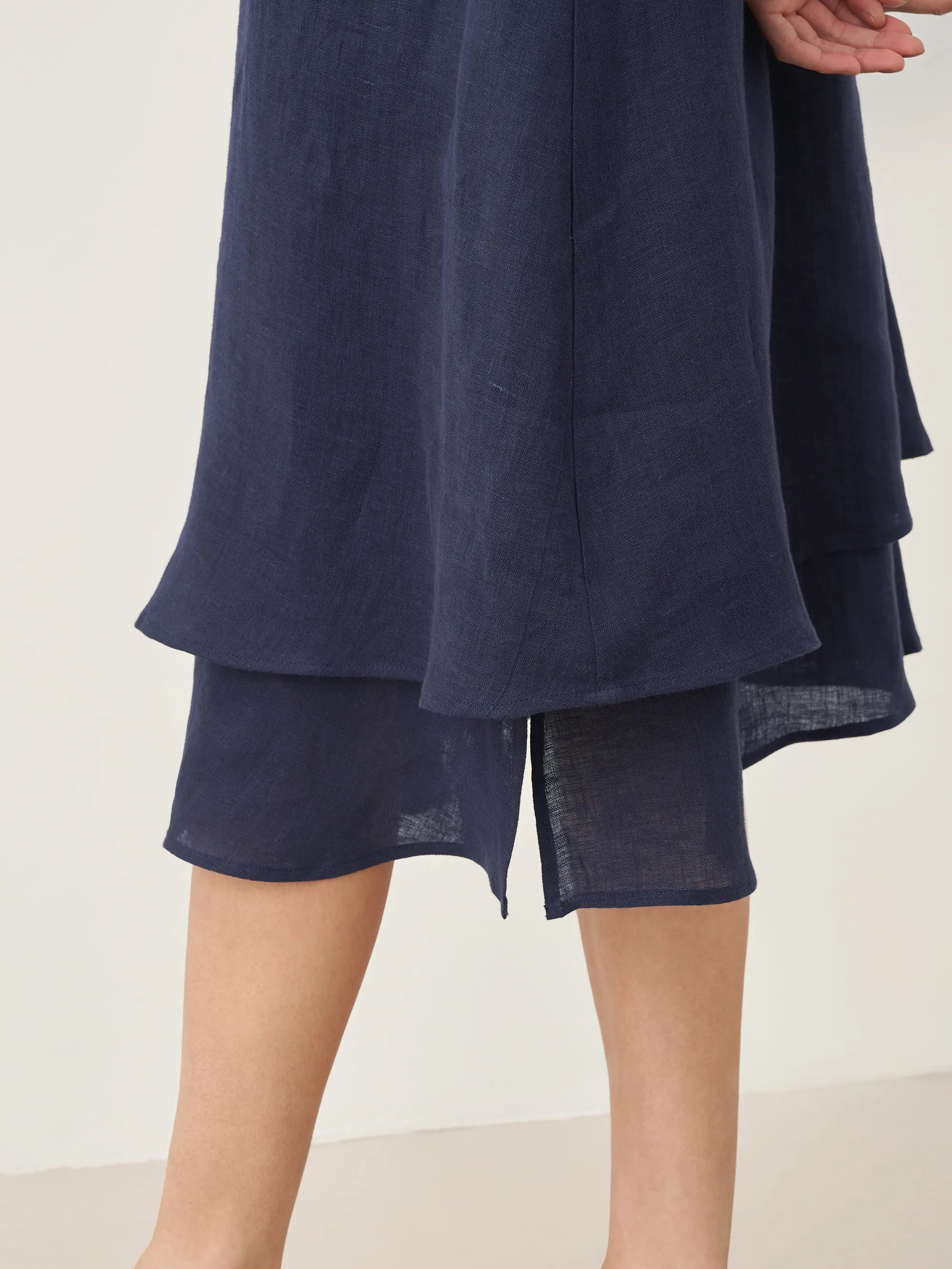 100% Linen V-Neck Double-Layer Mini Dress JAYDA