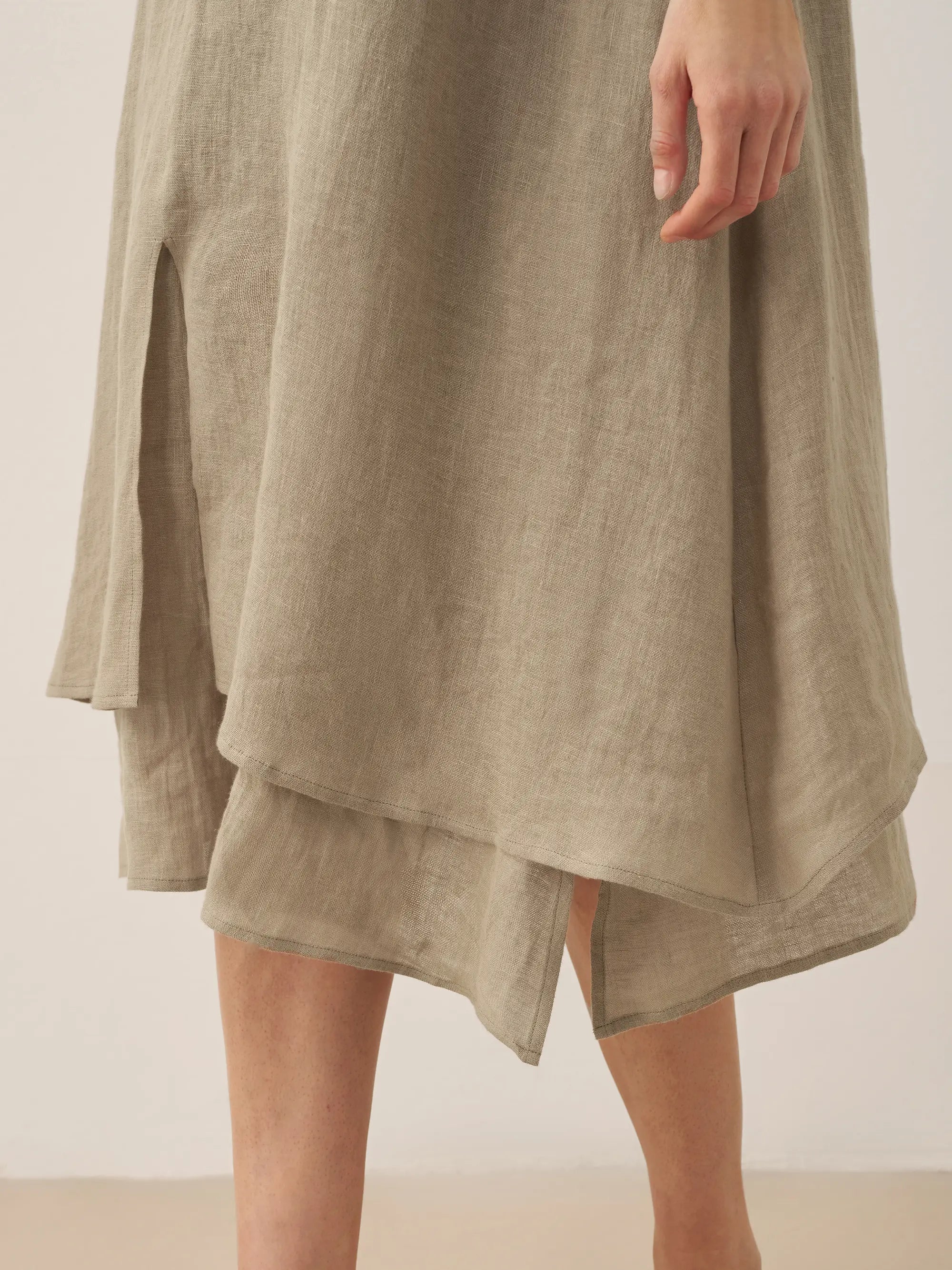 100% Linen V-Neck Double-Layer Mini Dress JAYDA